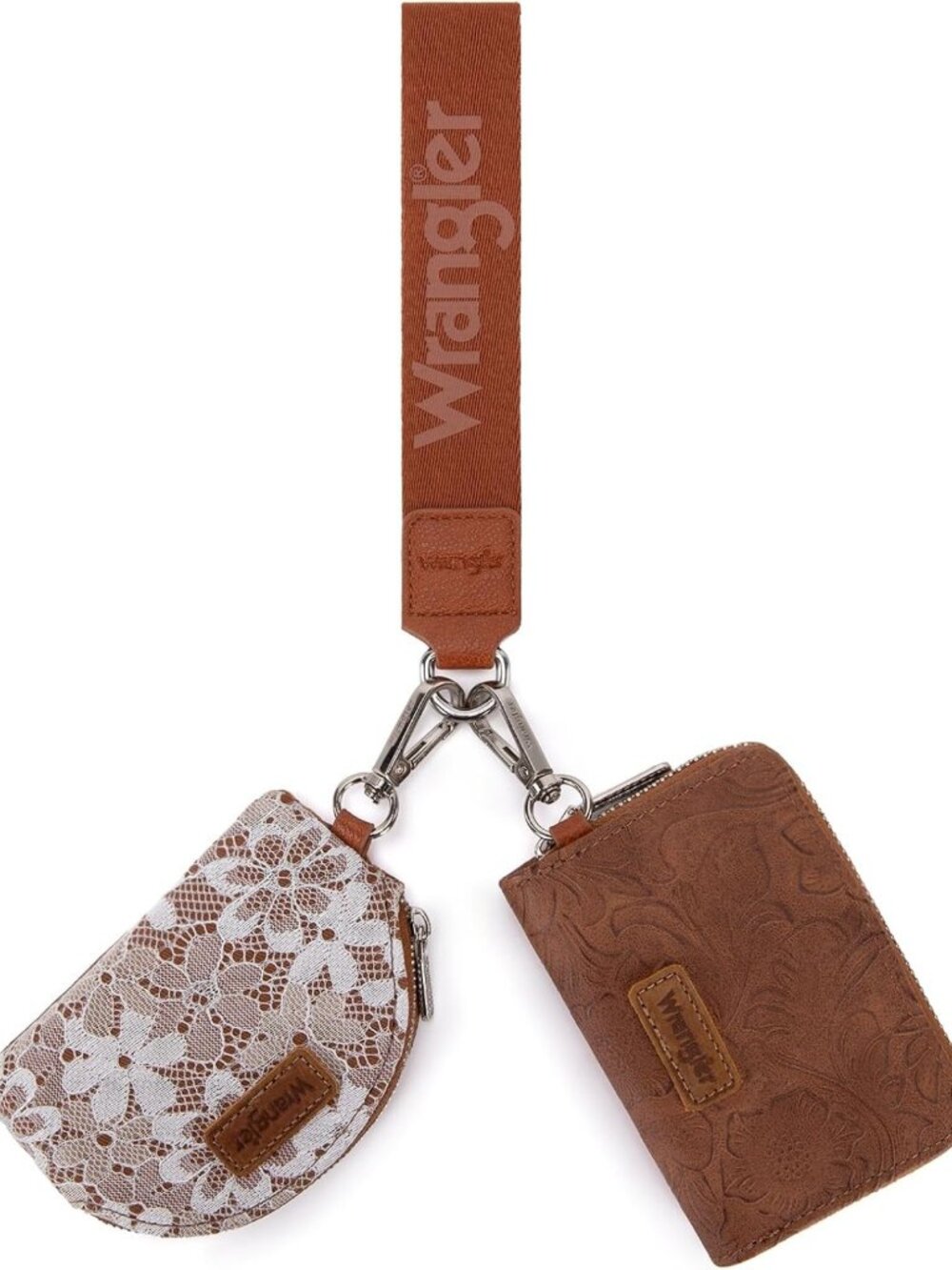 Floral Lace Keychain Wallet for Women | Dual Pouch Wristlet Purse Accessory